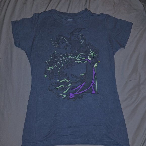 Tee Villain Maleficent original art Navy Tee - Picture 2 of 2